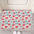 Cute Christmas Poinsettia Pattern Print Rubber Doormat