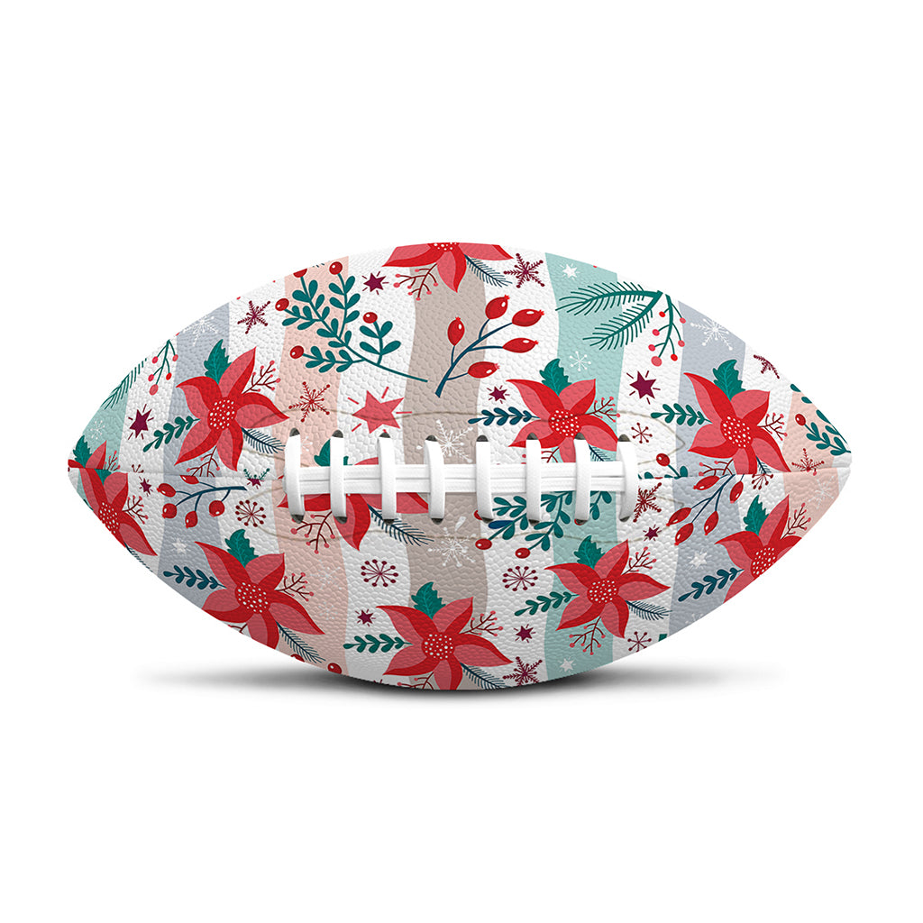 Cute Christmas Poinsettia Pattern Print Rugby Ball