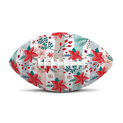 Cute Christmas Poinsettia Pattern Print Rugby Ball