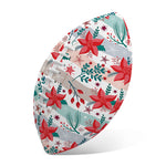 Cute Christmas Poinsettia Pattern Print Rugby Ball
