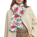 Cute Christmas Poinsettia Pattern Print Scarf
