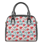 Cute Christmas Poinsettia Pattern Print Shoulder Handbag