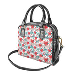 Cute Christmas Poinsettia Pattern Print Shoulder Handbag