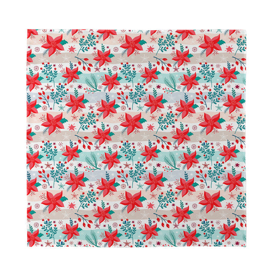 Cute Christmas Poinsettia Pattern Print Silk Bandana