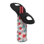 Cute Christmas Poinsettia Pattern Print Single Neoprene Wine Tote