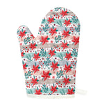 Cute Christmas Poinsettia Pattern Print Single Oven Mitt
