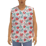 Cute Christmas Poinsettia Pattern Print Sleeveless Baseball Jersey