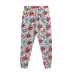 Cute Christmas Poinsettia Pattern Print Sweatpants