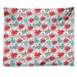 Cute Christmas Poinsettia Pattern Print Tapestry