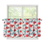 Cute Christmas Poinsettia Pattern Print Tier Curtains