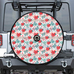 Cute Christmas Poinsettia Pattern Print Tire Cover With Camera Hole