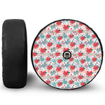 Cute Christmas Poinsettia Pattern Print Tire Cover With Camera Hole