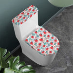Cute Christmas Poinsettia Pattern Print Toilet Lid And Tank Cover Set