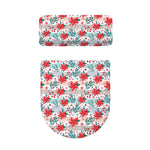Cute Christmas Poinsettia Pattern Print Toilet Lid And Tank Cover Set