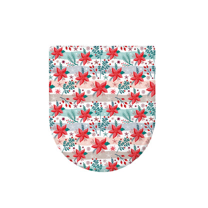 Cute Christmas Poinsettia Pattern Print Toilet Lid Cover