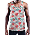 Cute Christmas Poinsettia Pattern Print Men's Workout Tank Top