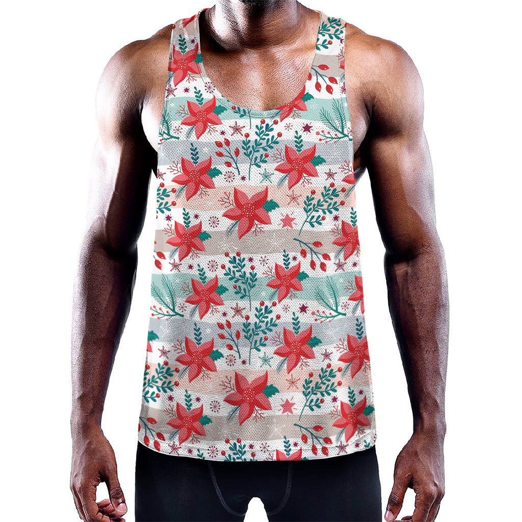 Cute Christmas Poinsettia Pattern Print Training Tank Top