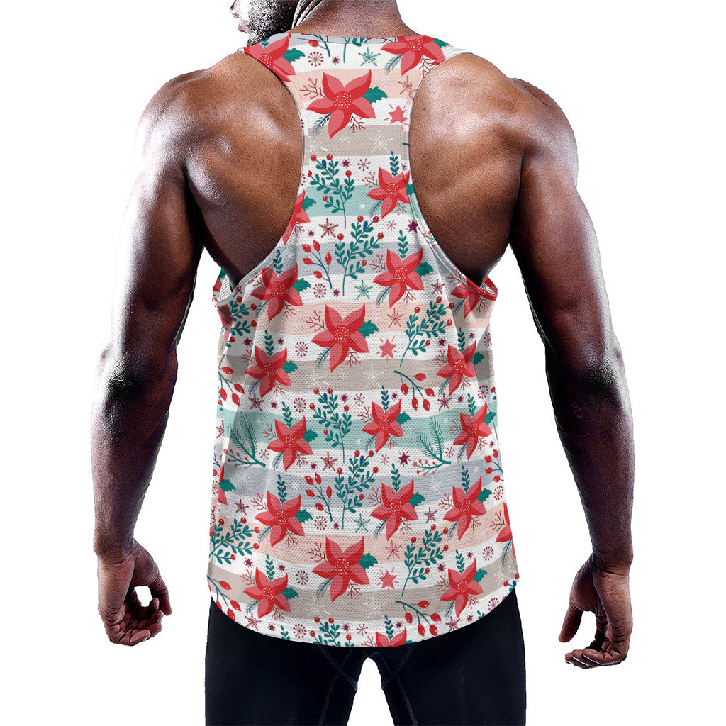 Cute Christmas Poinsettia Pattern Print Training Tank Top
