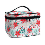 Cute Christmas Poinsettia Pattern Print Travel Makeup Bag