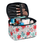 Cute Christmas Poinsettia Pattern Print Travel Makeup Bag