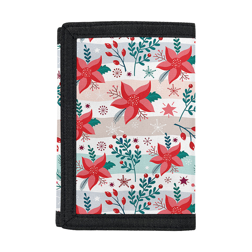 Cute Christmas Poinsettia Pattern Print Trifold Wallet