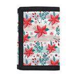 Cute Christmas Poinsettia Pattern Print Trifold Wallet