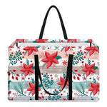Cute Christmas Poinsettia Pattern Print Utility Tote Bag