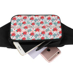 Cute Christmas Poinsettia Pattern Print Waist Bag