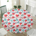 Cute Christmas Poinsettia Pattern Print Waterproof Round Tablecloth