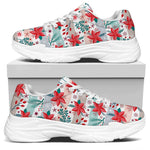 Cute Christmas Poinsettia Pattern Print White Chunky Shoes