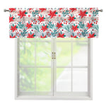 Cute Christmas Poinsettia Pattern Print Window Valance
