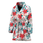 Cute Christmas Poinsettia Pattern Print Women's Bathrobe