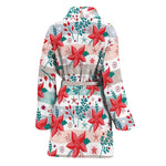 Cute Christmas Poinsettia Pattern Print Women's Bathrobe