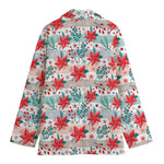 Cute Christmas Poinsettia Pattern Print Women's Cotton Blazer