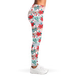 Cute Christmas Poinsettia Pattern Print Women's Leggings
