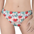Cute Christmas Poinsettia Pattern Print Women's Thong