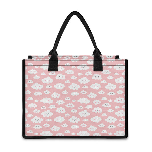 Cute Cloud Pattern Print Canvas Tote Bag