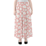 Cute Cloud Pattern Print Chiffon Maxi Skirt