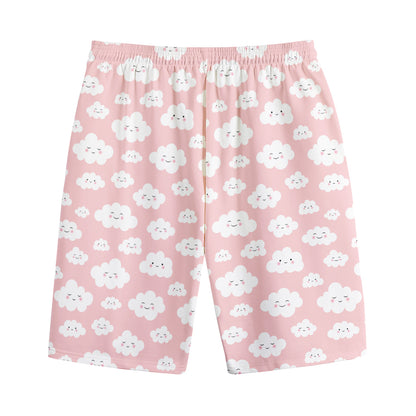 Cute Cloud Pattern Print Cotton Shorts
