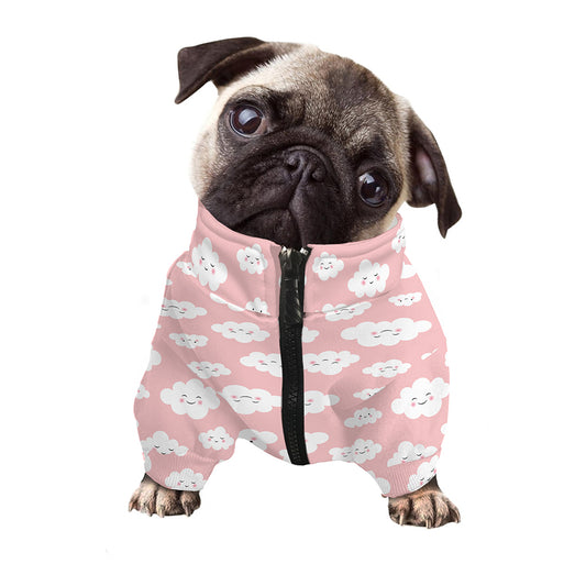 Cute Cloud Pattern Print Dog Zip Up Jacket