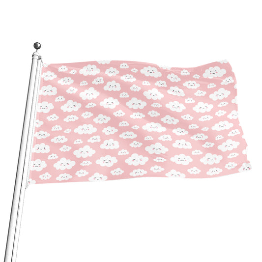 Cute Cloud Pattern Print Flag