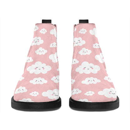 Cute Cloud Pattern Print Flat Ankle Boots