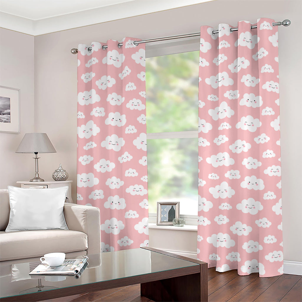 Cute Cloud Pattern Print Grommet Curtains