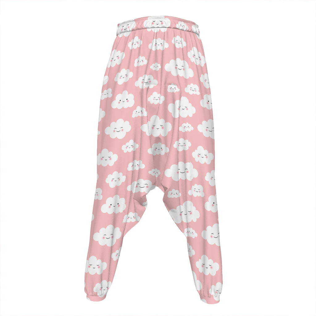 Cute Cloud Pattern Print Hammer Pants