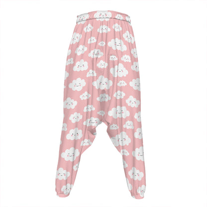 Cute Cloud Pattern Print Hammer Pants