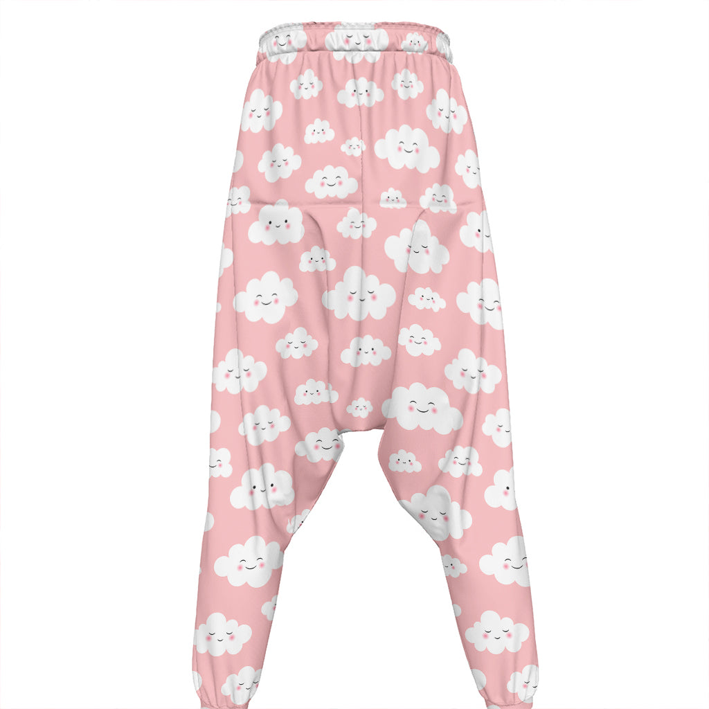 Cute Cloud Pattern Print Hammer Pants
