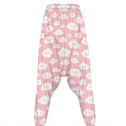 Cute Cloud Pattern Print Hammer Pants