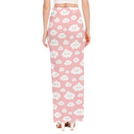 Cute Cloud Pattern Print High Slit Maxi Skirt