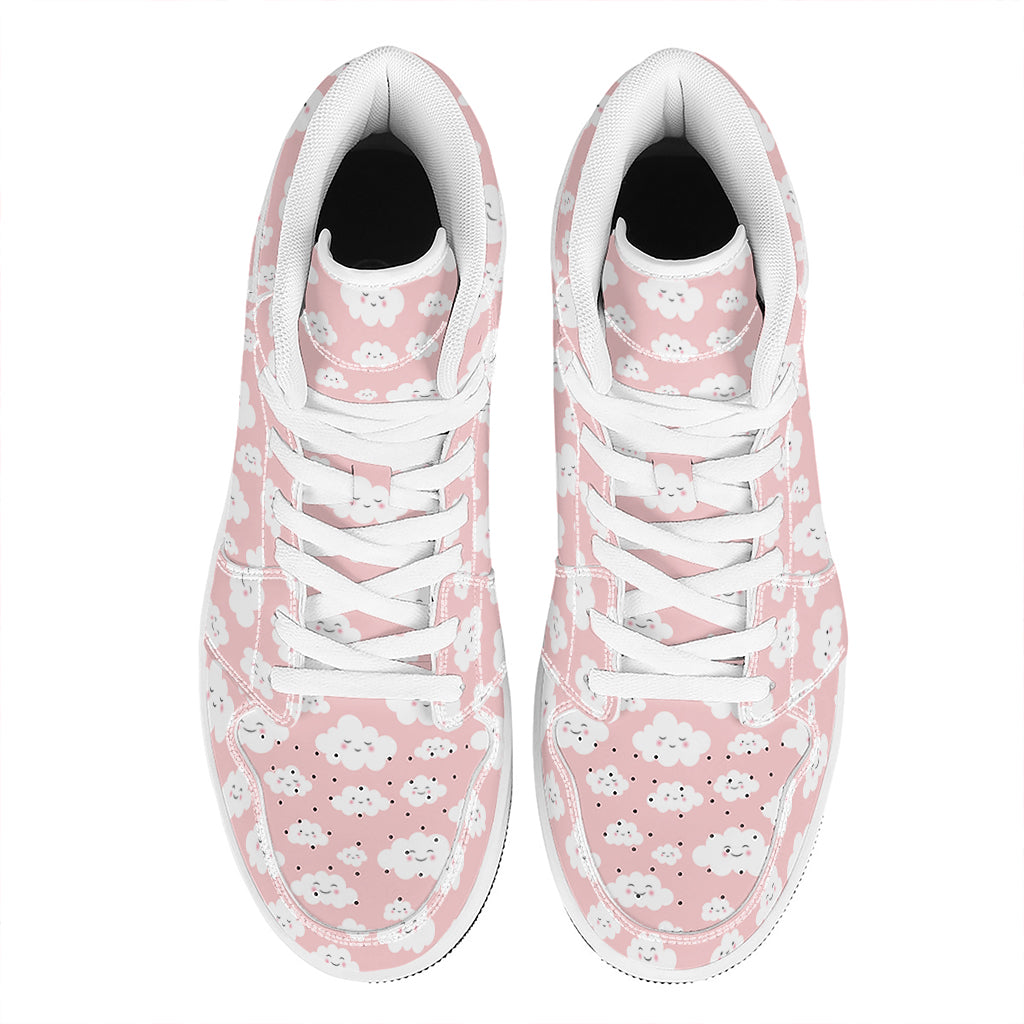 Cute Cloud Pattern Print High Top Leather Sneakers