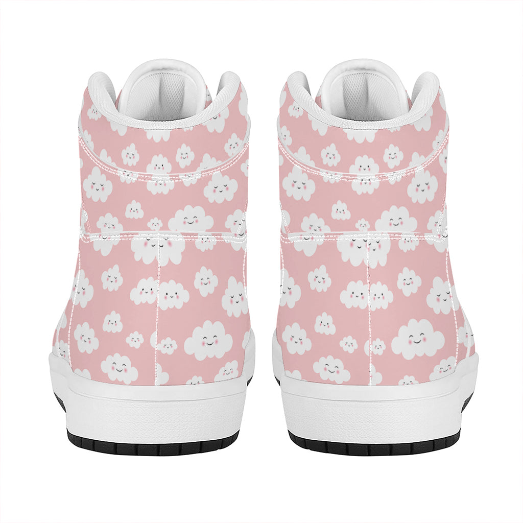 Cute Cloud Pattern Print High Top Leather Sneakers